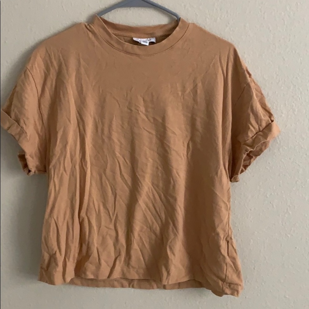 Tan Folded Sleeved T-Shirt